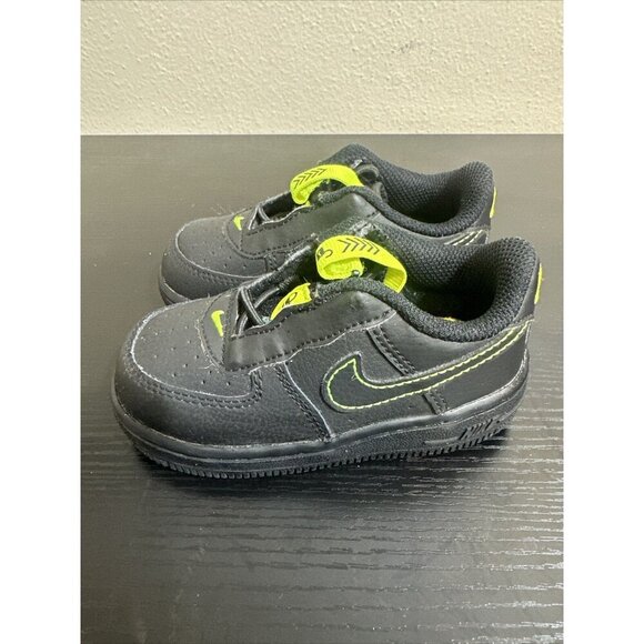 Toddlers Air Force 1 Black Lime Green Size 6C - Picture 6 of 8